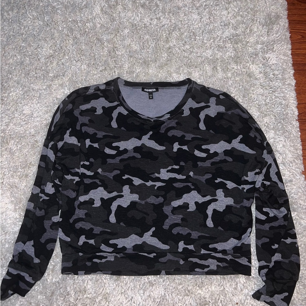 Express Black and Gray Camouflage Sweater